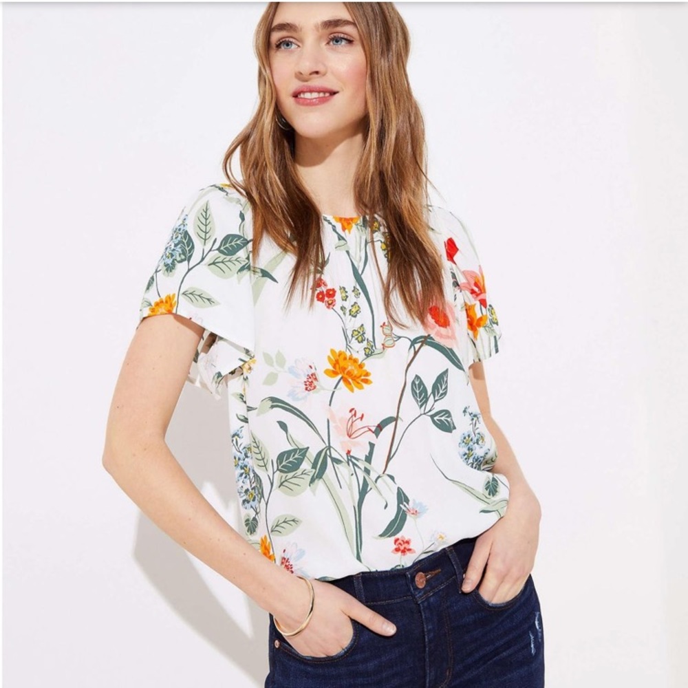 Floral Print White Top